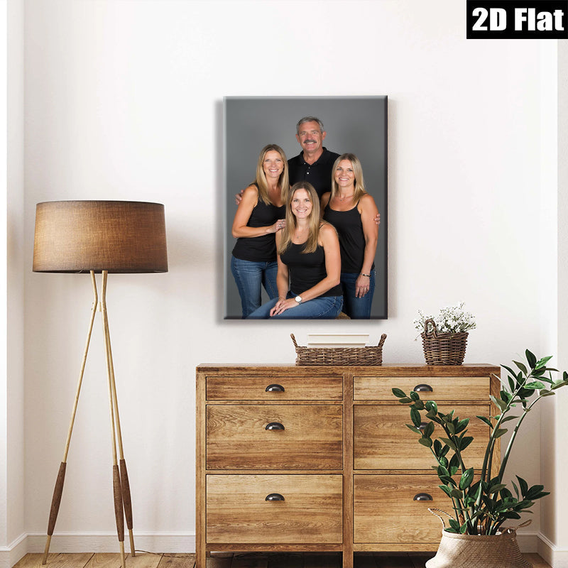 2D flat 1pc Family Portrait Denim Casual Style Wall Art Living Room Bedroom Decor Modern Farmhouse Gallery Wrapped Canvas Prints for Home