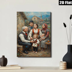 2D flat 1pc Family Portrait Rustic Homestead Scene Living Room Bedroom Wall Decor Farmhouse Style Canvas Prints Modern Artwork Cozy Home Gifts