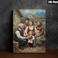 2D flat 1pc Family Portrait Rustic Homestead Scene Living Room Bedroom Wall Decor Farmhouse Style Canvas Prints Modern Artwork Cozy Home Gifts