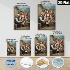 2D flat 1pc Family Portrait Rustic Homestead Scene Living Room Bedroom Wall Decor Farmhouse Style Canvas Prints Modern Artwork Cozy Home Gifts