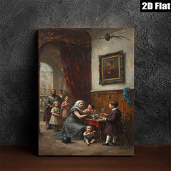 2D flat 1pc Family Portrait Victorian Era Scene Gallery Wall Art Home Decor Living Room Bedroom Canvas Print Modern Farmhouse Style