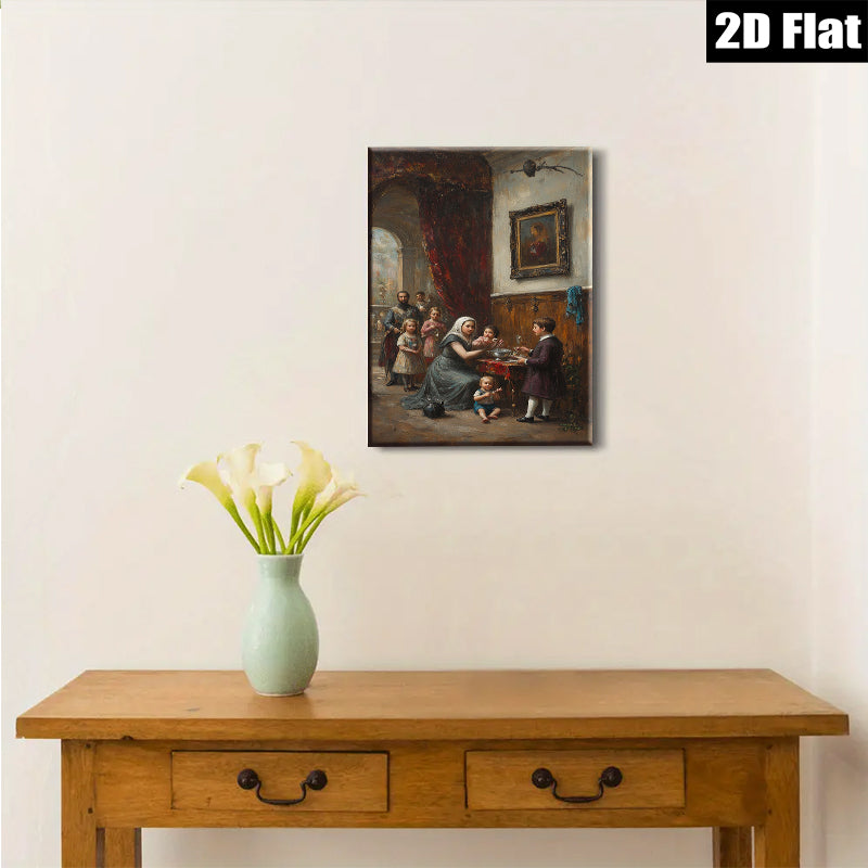 2D flat 1pc Family Portrait Victorian Era Scene Gallery Wall Art Home Decor Living Room Bedroom Canvas Print Modern Farmhouse Style
