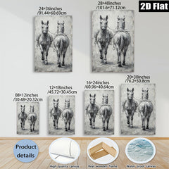 2D flat 1pc Farm Animals Horse Pair Rustic Wall Art Decor for Living Room Bedroom Gallery Wrapped Canvas Print Modern Farmhouse Style