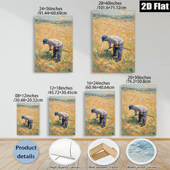 2D flat 1pc Farm Worker Tilling Golden Field Rustic Country Wall Art Decor for Living Room Bedroom Modern Farmhouse Style Canvas Prints