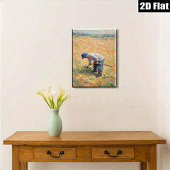 2D flat 1pc Farm Worker Tilling Golden Field Rustic Country Wall Art Decor for Living Room Bedroom Modern Farmhouse Style Canvas Prints
