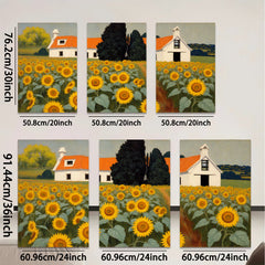 2D flat 1pc Farmhouse amidst vibrant sunflower field rustic country wall decor living room bedroom gallery wrapped canvas prints farmhouse style