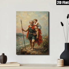 2D flat 1pc Father carries child pastoral landscape wall art prints for living room bedroom gallery wrapped canvas modern farmhouse decor