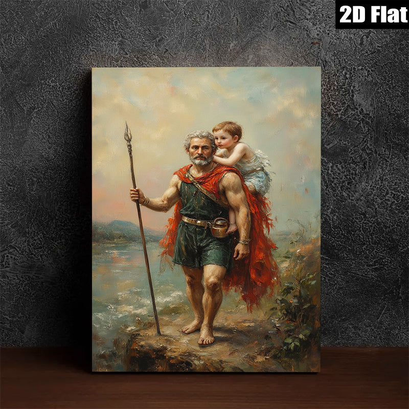 2D flat 1pc Father carries child pastoral landscape wall art prints for living room bedroom gallery wrapped canvas modern farmhouse decor