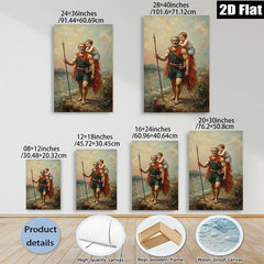2D flat 1pc Father carries child pastoral landscape wall art prints for living room bedroom gallery wrapped canvas modern farmhouse decor