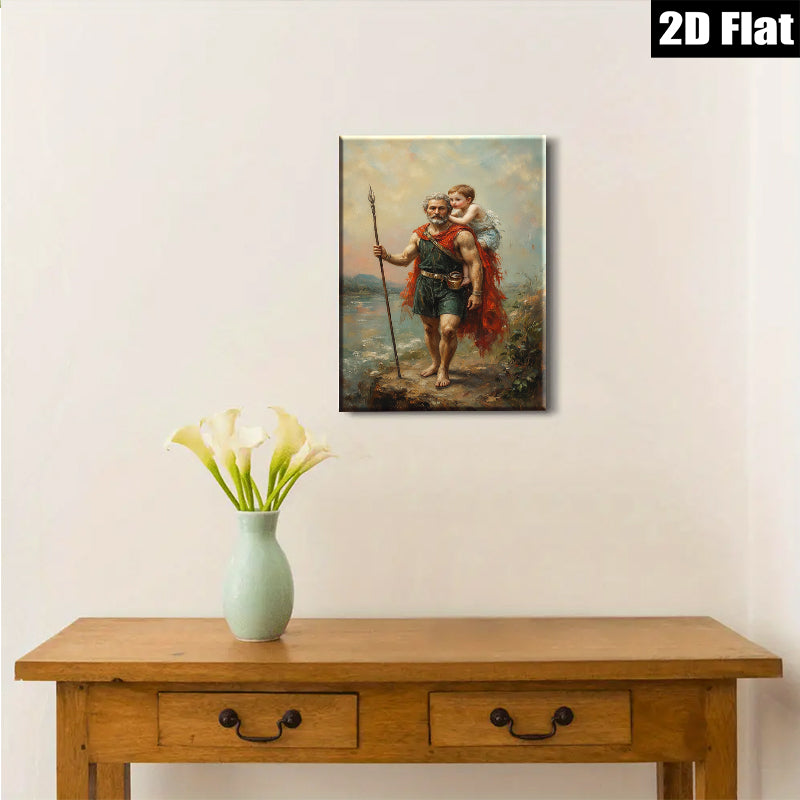 2D flat 1pc Father carries child pastoral landscape wall art prints for living room bedroom gallery wrapped canvas modern farmhouse decor