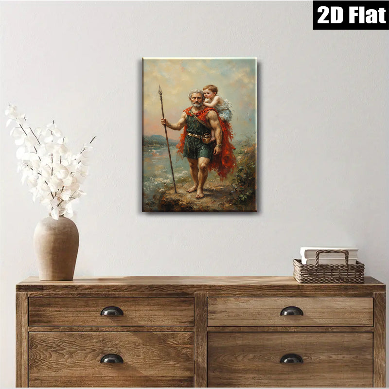 2D flat 1pc Father carries child pastoral landscape wall art prints for living room bedroom gallery wrapped canvas modern farmhouse decor