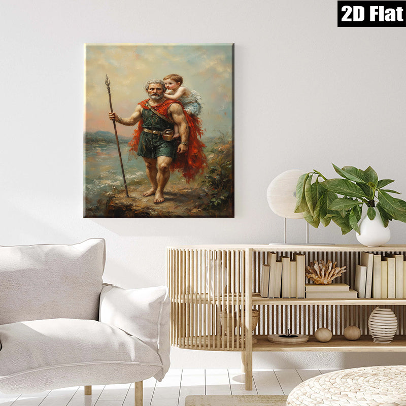2D flat 1pc Father carries child pastoral landscape wall art prints for living room bedroom gallery wrapped canvas modern farmhouse decor