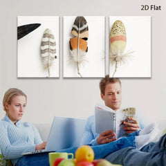 2D flat 1pc Feather Trio Botanical Wall Art Farmhouse Decor Living Room Bedroom Gallery Wrapped Canvas Prints Modern Minimalist Art