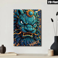 2D flat 1pc Fierce Blue Dragon Wall Art Decor for Living Room Bedroom Modern Canvas Prints Home Office Decor Farmhouse Style Gallery Wrapped Artwork