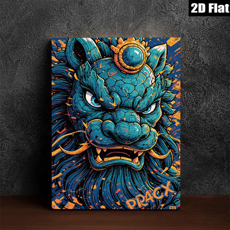 2D flat 1pc Fierce Blue Dragon Wall Art Decor for Living Room Bedroom Modern Canvas Prints Home Office Decor Farmhouse Style Gallery Wrapped Artwork