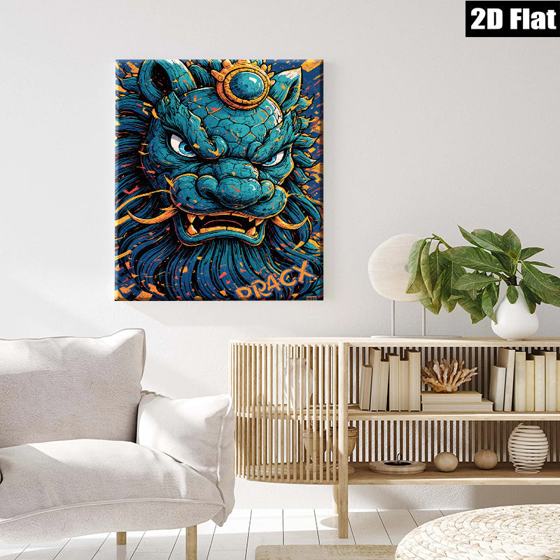 2D flat 1pc Fierce Blue Dragon Wall Art Decor for Living Room Bedroom Modern Canvas Prints Home Office Decor Farmhouse Style Gallery Wrapped Artwork