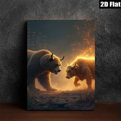 2D flat 1pc Fierce Bull Versus Bear Wildlife Canvas Wall Art For Living Room Bedroom Decor Farmhouse Style Rustic Modern Home Enhancements Trending Now