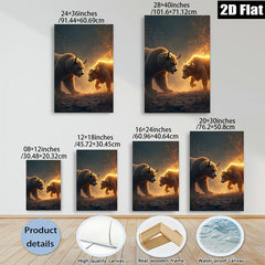 2D flat 1pc Fierce Bull Versus Bear Wildlife Canvas Wall Art For Living Room Bedroom Decor Farmhouse Style Rustic Modern Home Enhancements Trending Now
