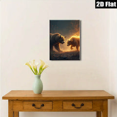 2D flat 1pc Fierce Bull Versus Bear Wildlife Canvas Wall Art For Living Room Bedroom Decor Farmhouse Style Rustic Modern Home Enhancements Trending Now
