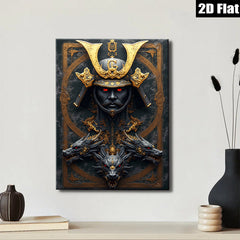 2D flat 1pc Fierce Dragon Samurai Warrior Portrait Wall Art Canvas Prints for Living Room Bedroom Office Decor Modern Farmhouse Aesthetic Gallery Wrapped Ready to Hang
