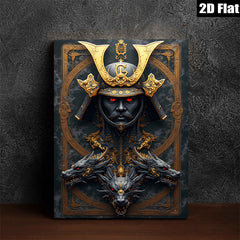 2D flat 1pc Fierce Dragon Samurai Warrior Portrait Wall Art Canvas Prints for Living Room Bedroom Office Decor Modern Farmhouse Aesthetic Gallery Wrapped Ready to Hang