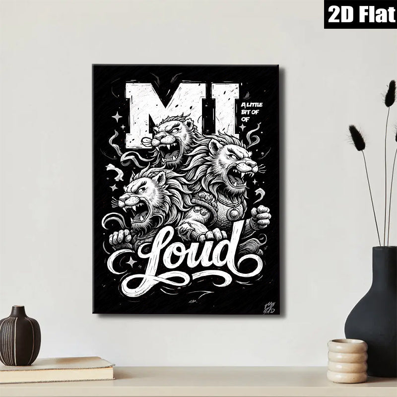 2D flat 1pc Fierce Lion Family Wall Art Canvas Prints for Living Room Bedroom Decor Modern Farmhouse Rustic Gallery Wrapped Animal Wildlife Art Home Office Décor