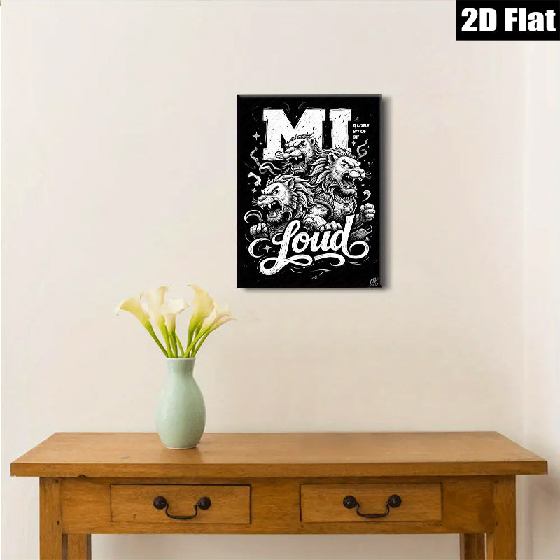 2D flat 1pc Fierce Lion Family Wall Art Canvas Prints for Living Room Bedroom Decor Modern Farmhouse Rustic Gallery Wrapped Animal Wildlife Art Home Office Décor