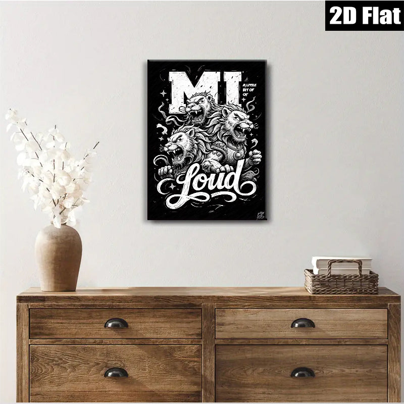 2D flat 1pc Fierce Lion Family Wall Art Canvas Prints for Living Room Bedroom Decor Modern Farmhouse Rustic Gallery Wrapped Animal Wildlife Art Home Office Décor