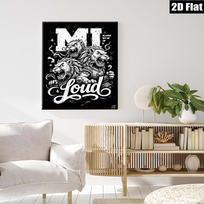 2D flat 1pc Fierce Lion Family Wall Art Canvas Prints for Living Room Bedroom Decor Modern Farmhouse Rustic Gallery Wrapped Animal Wildlife Art Home Office Décor