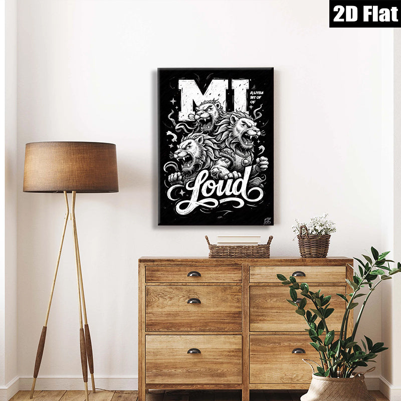 2D flat 1pc Fierce Lion Family Wall Art Canvas Prints for Living Room Bedroom Decor Modern Farmhouse Rustic Gallery Wrapped Animal Wildlife Art Home Office Décor