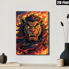 2D flat 1pc Fierce Lion Portrait Wall Art Canvas Prints Living Room Bedroom Decor Modern Farmhouse Style Home Decorations Gallery Wrapped Timeless Statement Piece