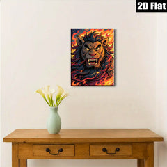 2D flat 1pc Fierce Lion Portrait Wall Art Canvas Prints Living Room Bedroom Decor Modern Farmhouse Style Home Decorations Gallery Wrapped Timeless Statement Piece