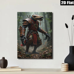 2D flat 1pc Fierce Reptilian Knight Fantasy Artwork For Living Room Bedroom Gallery Wall Decor Modern Farmhouse Style Trending Now