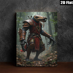 2D flat 1pc Fierce Reptilian Knight Fantasy Artwork For Living Room Bedroom Gallery Wall Decor Modern Farmhouse Style Trending Now