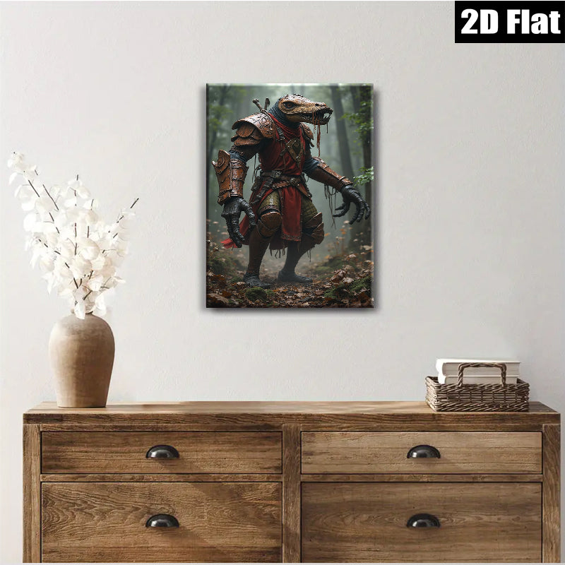 2D flat 1pc Fierce Reptilian Knight Fantasy Artwork For Living Room Bedroom Gallery Wall Decor Modern Farmhouse Style Trending Now