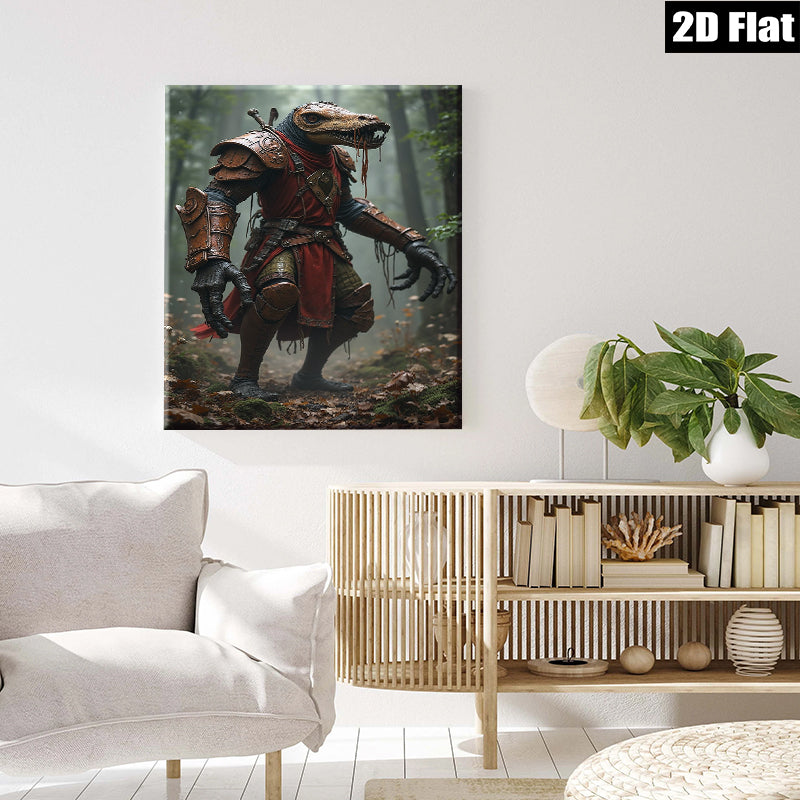2D flat 1pc Fierce Reptilian Knight Fantasy Artwork For Living Room Bedroom Gallery Wall Decor Modern Farmhouse Style Trending Now