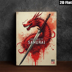 2D flat 1pc Fierce Samurai Dragon Sword Wall Art Canvas Prints for Living Room Bedroom Decor Modern Farmhouse Rustic Style Gallery Wrapped Home Decorations