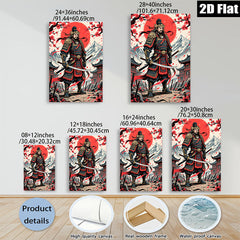 2D flat 1pc Fierce Samurai Warrior Portrait Canvas Wall Art Decor for Living Room Bedroom Office Modern Farmhouse Aesthetic Gallery Wrapped Timeless Statement Piece