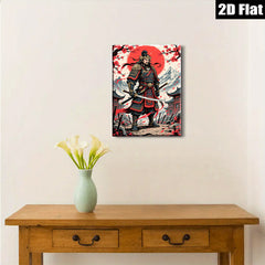 2D flat 1pc Fierce Samurai Warrior Portrait Canvas Wall Art Decor for Living Room Bedroom Office Modern Farmhouse Aesthetic Gallery Wrapped Timeless Statement Piece
