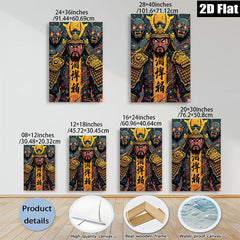 2D flat 1pc Fierce Samurai Warrior Portrait Canvas Wall Art Decor for Living Room Bedroom Office Modern Farmhouse Gallery Wrapped Timeless Aesthetic