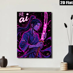2D flat 1pc Fierce Samurai Warrior Portrait Wall Art Decor for Bedroom Living Room Modern Canvas Prints Aesthetic Room Decor Gifts Home Office Decoration