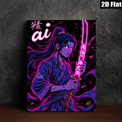 2D flat 1pc Fierce Samurai Warrior Portrait Wall Art Decor for Bedroom Living Room Modern Canvas Prints Aesthetic Room Decor Gifts Home Office Decoration