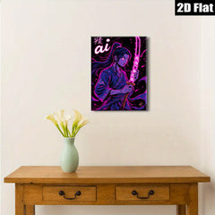 2D flat 1pc Fierce Samurai Warrior Portrait Wall Art Decor for Bedroom Living Room Modern Canvas Prints Aesthetic Room Decor Gifts Home Office Decoration
