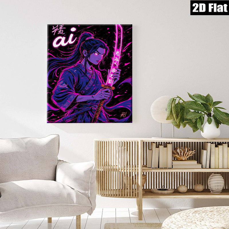 2D flat 1pc Fierce Samurai Warrior Portrait Wall Art Decor for Bedroom Living Room Modern Canvas Prints Aesthetic Room Decor Gifts Home Office Decoration