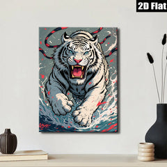 2D flat 1pc Fierce Tiger Portrait Wall Art Canvas Prints Living Room Decor Bedroom Artwork Modern Wildlife Animal Graphic Design Trending Now Home Office Gallery Wrapped Ready Hang