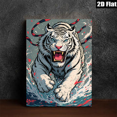 2D flat 1pc Fierce Tiger Portrait Wall Art Canvas Prints Living Room Decor Bedroom Artwork Modern Wildlife Animal Graphic Design Trending Now Home Office Gallery Wrapped Ready Hang