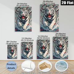 2D flat 1pc Fierce Tiger Portrait Wall Art Canvas Prints Living Room Decor Bedroom Artwork Modern Wildlife Animal Graphic Design Trending Now Home Office Gallery Wrapped Ready Hang