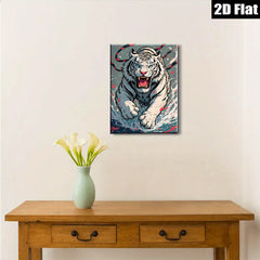 2D flat 1pc Fierce Tiger Portrait Wall Art Canvas Prints Living Room Decor Bedroom Artwork Modern Wildlife Animal Graphic Design Trending Now Home Office Gallery Wrapped Ready Hang