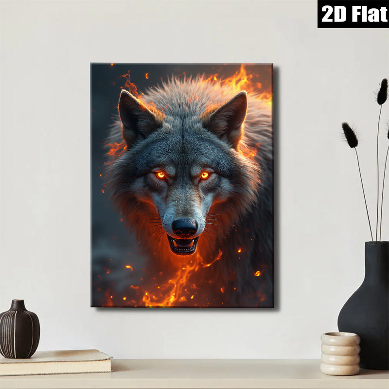2D flat 1pc Fierce Wolf Portrait Wall Art Canvas Prints for Living Room Bedroom Home Decor Modern Farmhouse Rustic Style Trending Now Gallery Wrapped Ready to Hang