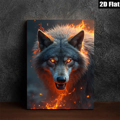 2D flat 1pc Fierce Wolf Portrait Wall Art Canvas Prints for Living Room Bedroom Home Decor Modern Farmhouse Rustic Style Trending Now Gallery Wrapped Ready to Hang
